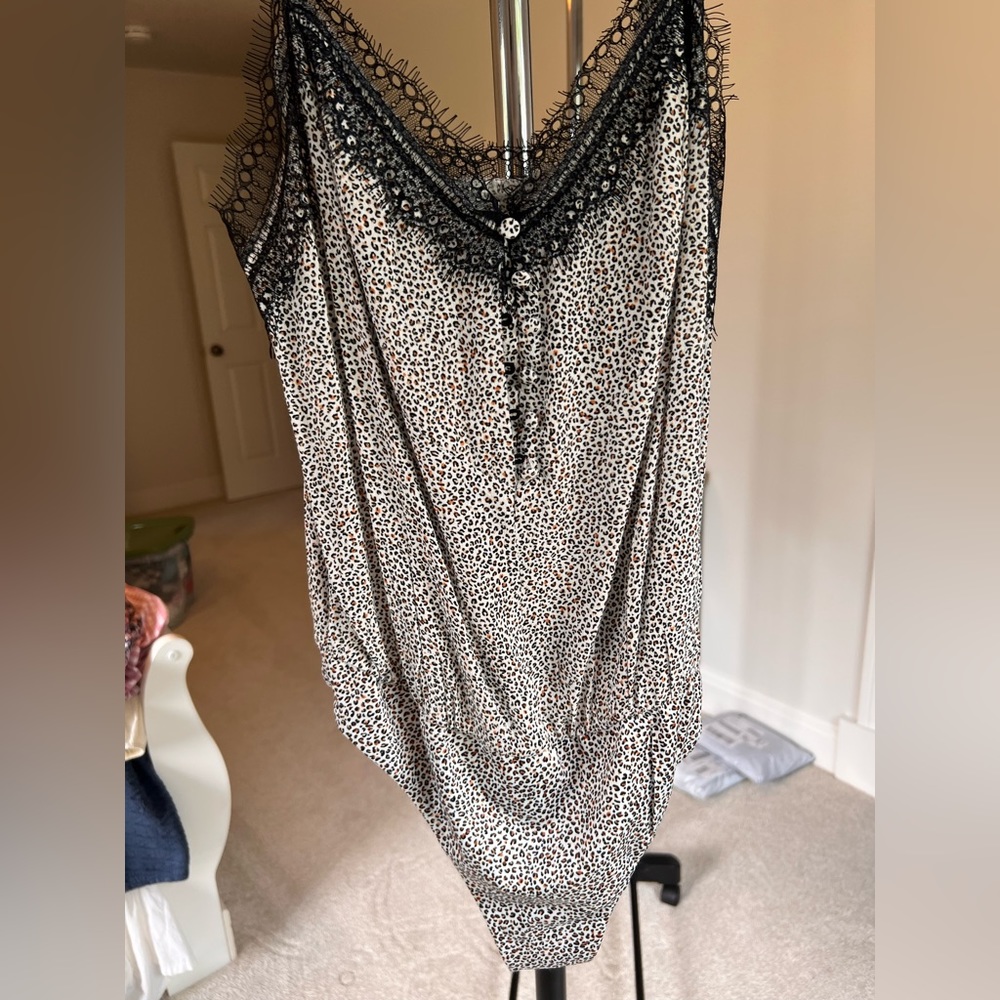 AFRM CHEETAH PRINT LACE TRIM BODYSUIT